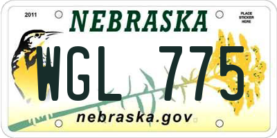 NE license plate WGL775