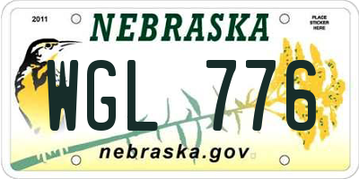 NE license plate WGL776