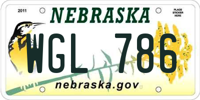 NE license plate WGL786