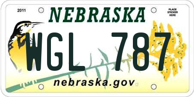 NE license plate WGL787