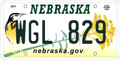 NE license plate WGL829