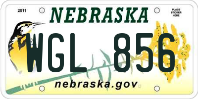 NE license plate WGL856