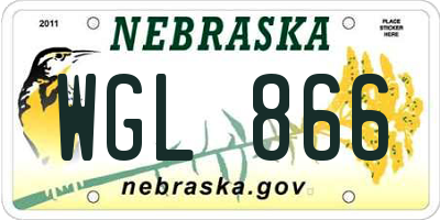 NE license plate WGL866