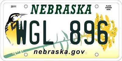 NE license plate WGL896