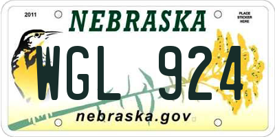 NE license plate WGL924