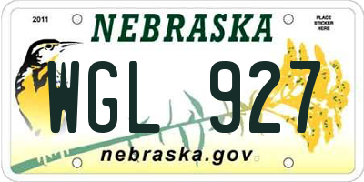NE license plate WGL927