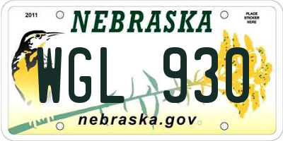 NE license plate WGL930
