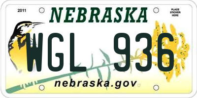 NE license plate WGL936