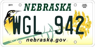 NE license plate WGL942