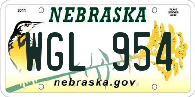NE license plate WGL954