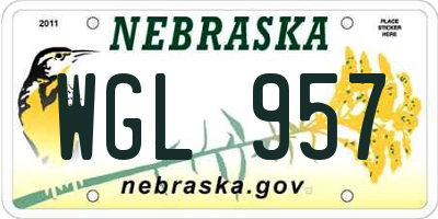NE license plate WGL957