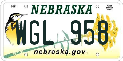 NE license plate WGL958