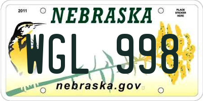 NE license plate WGL998