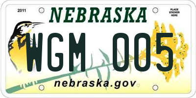 NE license plate WGM005