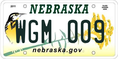 NE license plate WGM009