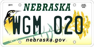 NE license plate WGM020