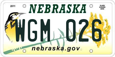 NE license plate WGM026