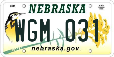 NE license plate WGM031