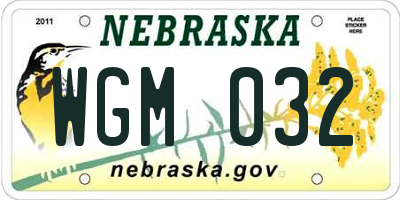 NE license plate WGM032