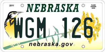 NE license plate WGM126