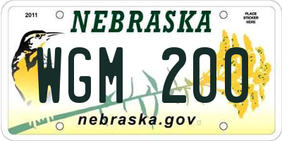 NE license plate WGM200