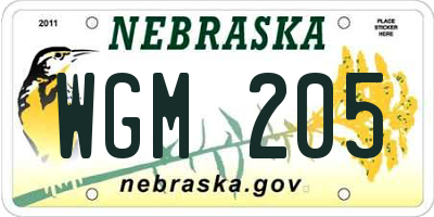 NE license plate WGM205