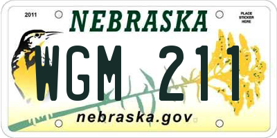 NE license plate WGM211