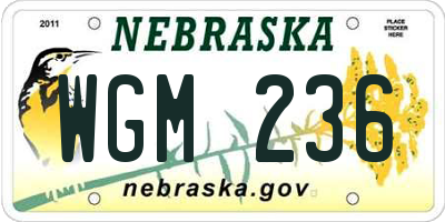 NE license plate WGM236