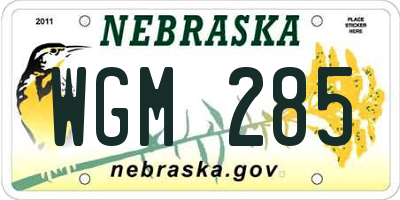 NE license plate WGM285