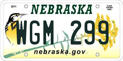 NE license plate WGM299