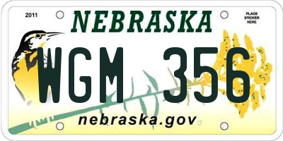 NE license plate WGM356