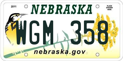 NE license plate WGM358