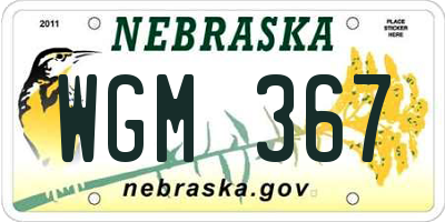 NE license plate WGM367