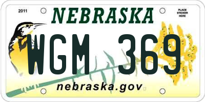 NE license plate WGM369