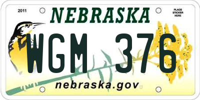 NE license plate WGM376
