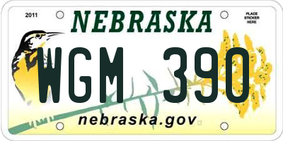 NE license plate WGM390