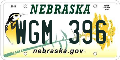NE license plate WGM396