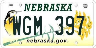 NE license plate WGM397