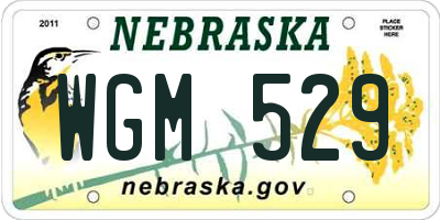 NE license plate WGM529