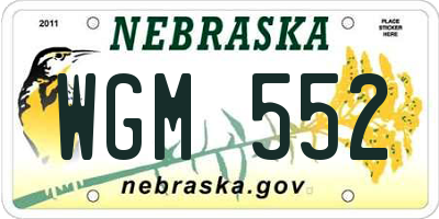 NE license plate WGM552