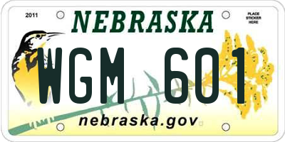 NE license plate WGM601