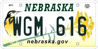 NE license plate WGM616