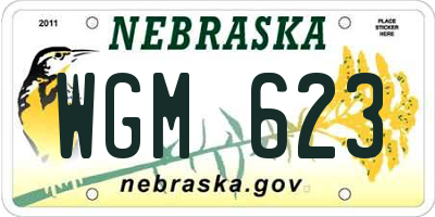 NE license plate WGM623