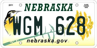 NE license plate WGM628