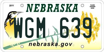 NE license plate WGM639