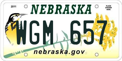 NE license plate WGM657