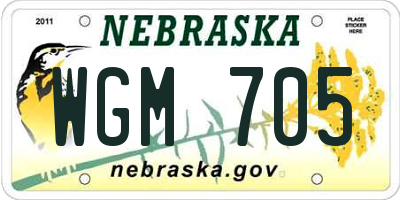 NE license plate WGM705