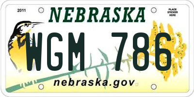 NE license plate WGM786