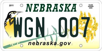 NE license plate WGN007