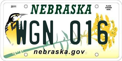 NE license plate WGN016